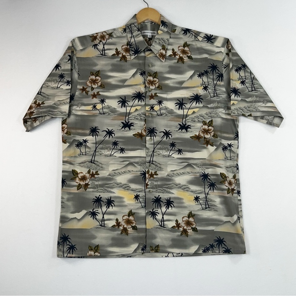 Pierre Cardin Hawaiian style tropical button downn shirt, size Large - Picture 2 of 10